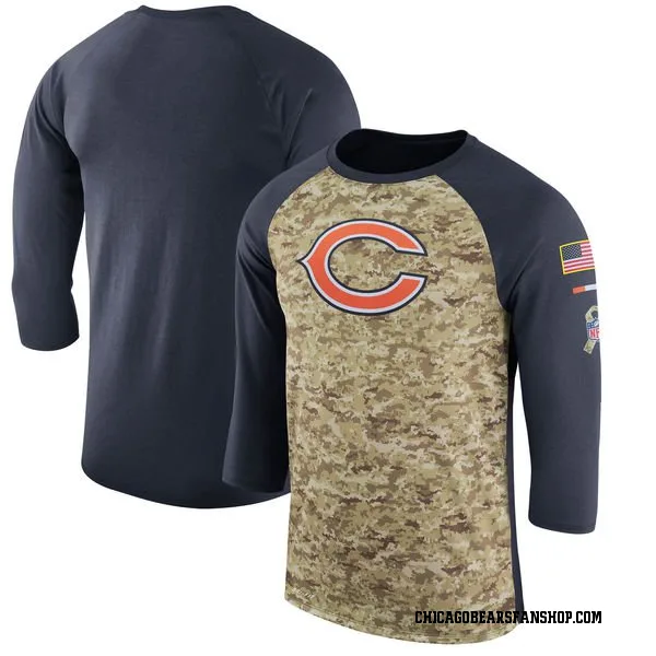 Men's Chicago Bears Legend Camo /Navy Salute to Service 2017 Sideline Performance Three-Quarter Sleeve T-Shirt