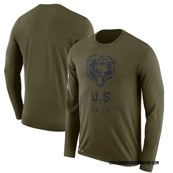 Men's Chicago Bears Legend Olive 2018 Salute to Service Sideline Performance Long Sleeve T-Shirt