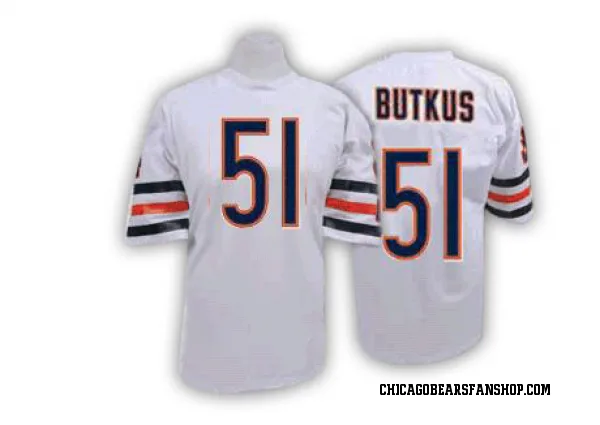 Men's Dick Butkus Chicago Bears Authentic White Mitchell And Ness Throwback Jersey