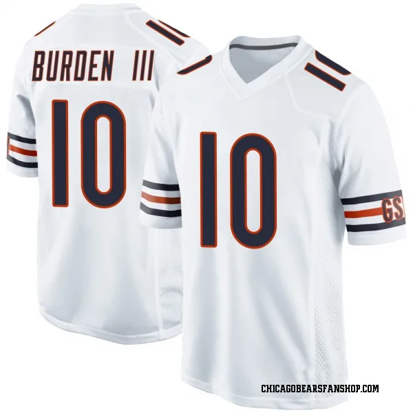 Men's Luther Burden III Chicago Bears Game White Jersey